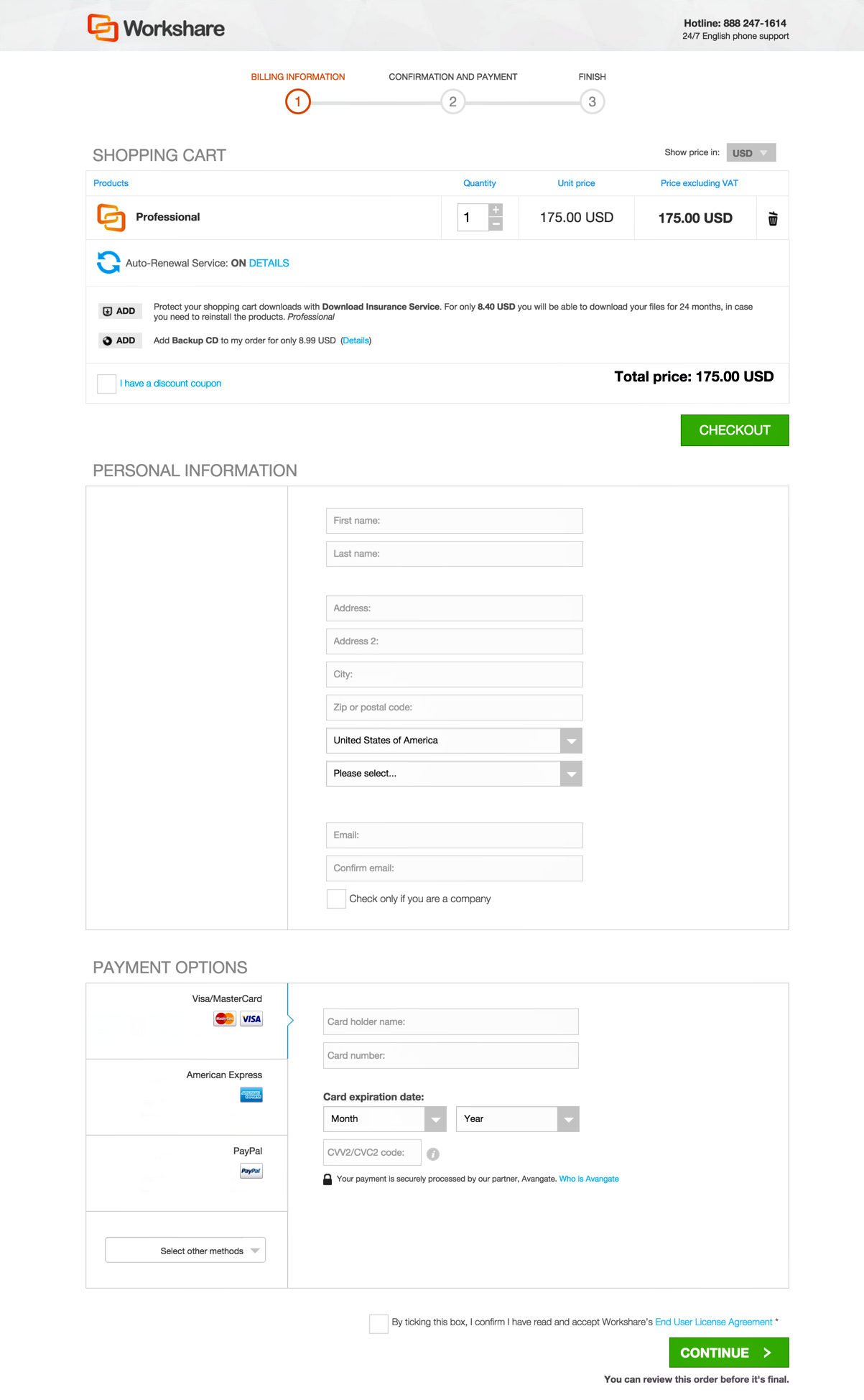 checkout page conversion rate example