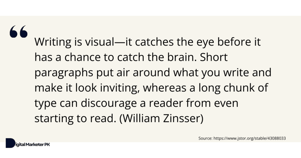 quote on writing short paragraphs
